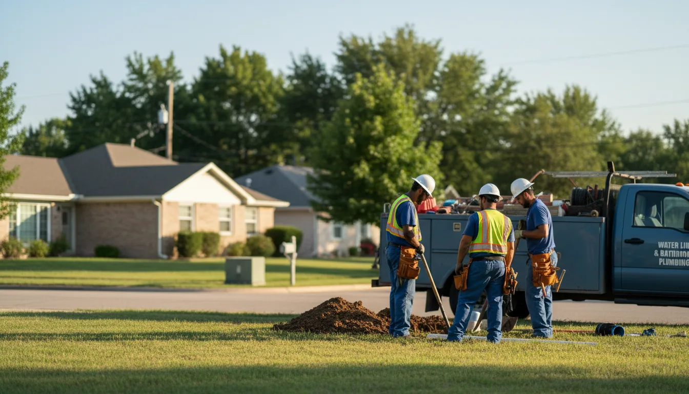 Residential water line and bathroom plumbing service in Twin Oaks, OK